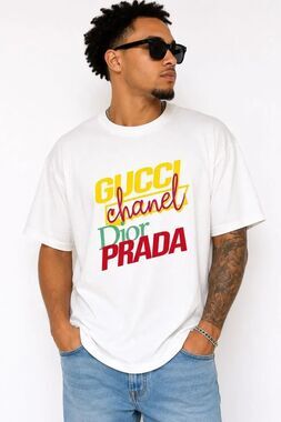 New Graphic Logo Print Tee Unisex Oversized XL White Crewneck Streetwear